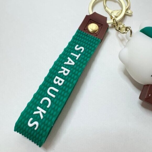 Starbucks Hello Kitty Keychain Green Apron Book Sanrio Collab Strap - Picture 7 of 7